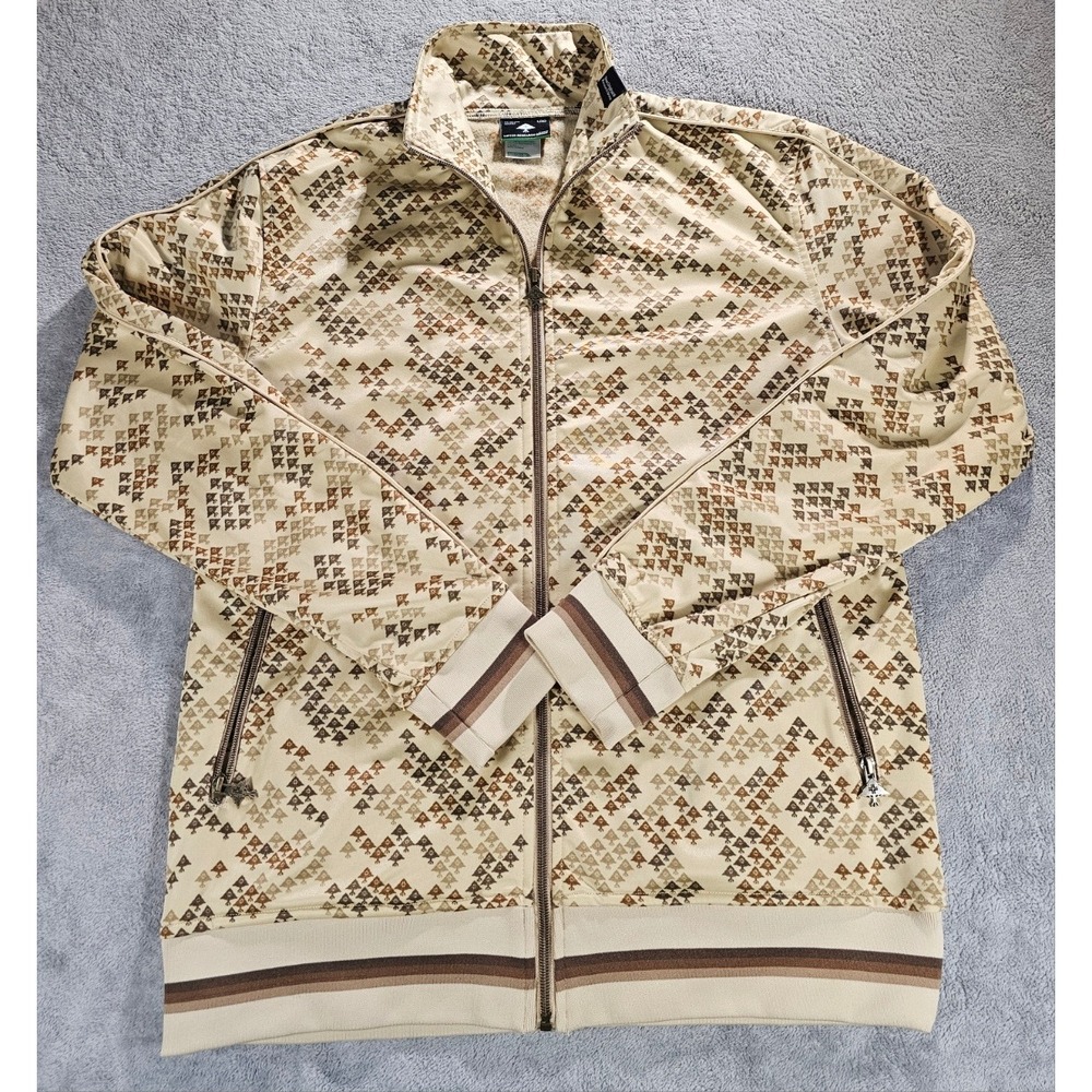 VTG‎ LRG Track Jacket Tan Brown Tree Print Full Zip Large Streetwear Gorpcore